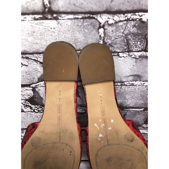 Vince Camuto Felinial Red Leather Snake Print Mule Flats Shoes Women 6M US/36.5 - Picture 11 of 16
